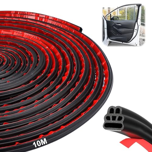 Rairsky Auto Türdichtung, 10 m 6 Löcher Universal Gummidichtung Auto | Wasserdicht 6 Löcher Türdichtung Auto, Gummidichtung Selbstklebend Wasserdicht für Tür Auto Motorhaube Kofferraum Tür
