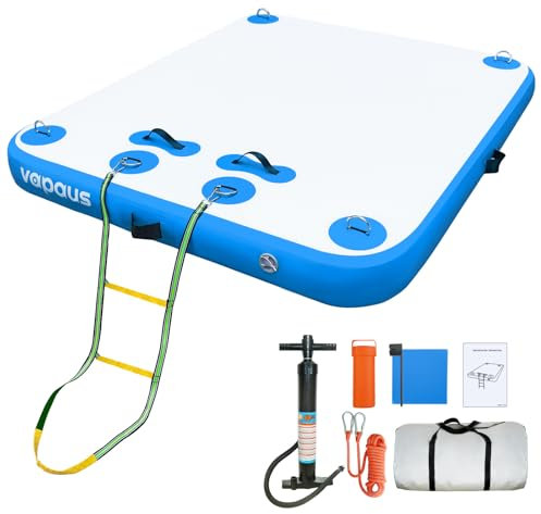 Vapaus Inflatable Floating Dock Air Dock Platform 6ft/8ft/10ft Non-Slip Inflatable Water Swim Mat Floating Island Raft for Pool Lake Beach Ocean Fishing Relaxing (Ocean Blue, 5ft x 6ft x 6)