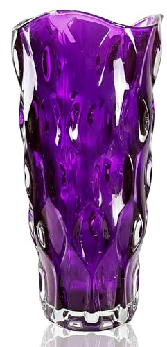 Purple Vase, Glass Vases for Flowers, 12in Large Tall Flower Vase | Birthday Gifts for Women, Modern Personalised for Living Room Home Decor Christmas