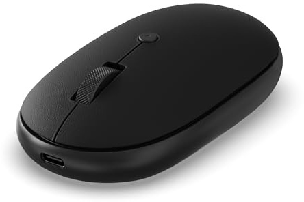 SATECHI OntheGo Bluetooth-mus med USB-C uppladdningsbart batteri, anslutning med upp till 3 enheter, kompakt och bärbar trådlös mus för bärbar dator, dator, surfplatta – svart