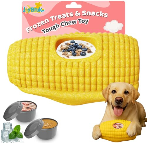 JoyBruko Jouets d'enrichissement pour chien – Jouet à mâcher pour chiens agressifs pour les garder occupés, support de crème glacée pour congeler le maïs avec tasses moulées, jouet à lécher cognitif à