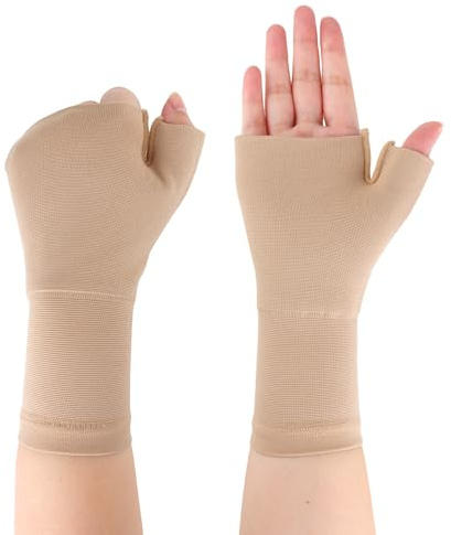 Wrist Thumb Support Gloves for Arthritis Carpal Tunnel Sprain Strain Tendonitis Recovery Women Men Injury Care Brace Compression Hand Mitten for Sports Rock Climbing Joint Pain Relief (Beige, M)