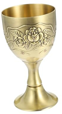 ELAYARD Copa De Vino De Licor Vintage 100ml Grande De Aleación De Zinc Dorada, Copa Decorativa Hogar y Fiestas