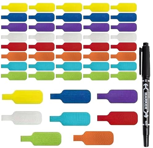40PCS Cable Labels, Electrical Cable Marking Stickers, Multi-Color Handwritten Cable Labels, Suitable for Cable Management and Identification