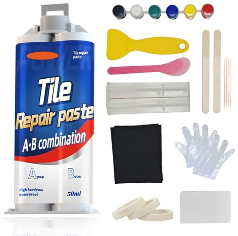 Kit di Riparazione Piastrelle Smalto Versatile Kit di Riparazione Per Porcellana, Per Rifuzione, Scheggiature E Fori Su Piastrelle/Lavandino/Piatto Doccia/Bagno (Corrispondenza Colore)