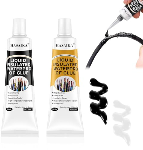 HASAIKA® Cinta Aislante Liquida, Liquid Electrical Tape, Impermeable y de secado rápido, apto para todo tipo de cables y aparatos eléctricos (50 ml negro + 50 ml blanco)