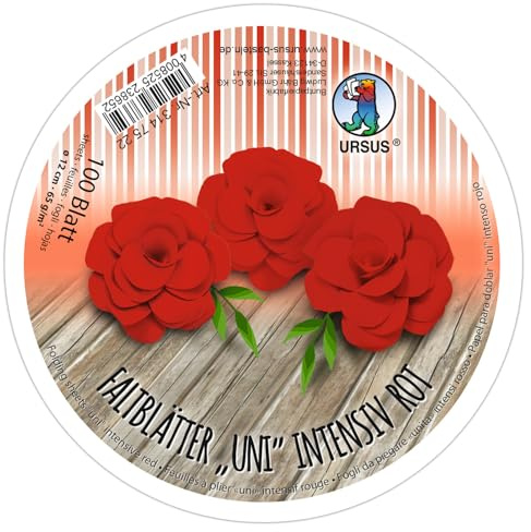 Faltblätter Rund, intensiv durchgefärbt, 100 Blatt, Ø 12 cm, 65g/qm (Rot)