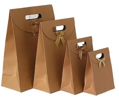 Bolsa de Regalo con Ventana Transparentes Bolsas de papel kraft con ventana transparente for bodas, cumpleaños, bautizos(BrownB,23x32x11cm,50pcs)