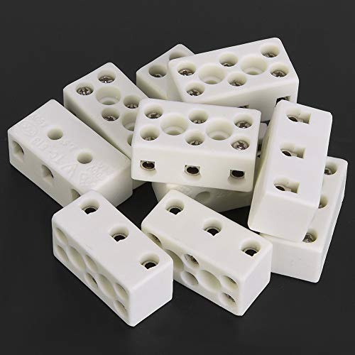 Aumotop Morsettiera in Ceramica Connettore Cavo Resistente Alle Alte Temperature per Cavo di Collegamento Alimentazione, TV, Auto, 10 Pezzi