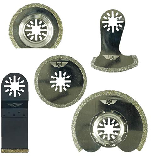 TopsTools 5pcs UNKD5 Grout Oscillating Multitool Blades | Compatible with Bosch, Fein (Non-StarLock), Makita, Milwaukee, Einhell, diamond grout blades remove grout and mortar