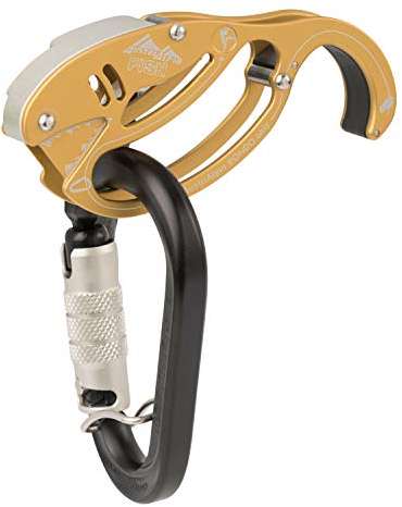 AustriAlpin Fish Sicherungsgeräte-Set inkl. HMS Rondo 3-Wege-Autolock Karabiner (Gold)