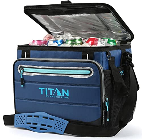 Titan 1330878 Portable Fridge Capacity 40 Cans + Ice, 5 Layers of Insulation, Up to 2 Days of Ice Preservation Blue
