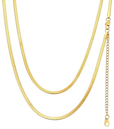 FindChic Damen Choker Halskette 32cm 38cm 46cm Silber Rosegold Schwarz Vergoldet Schmuckbox für Mutter Freundin