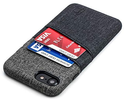 Dockem iPhone SE 3 (2022), SE 2 (2020), iPhone 8 & 7 Handyhülle mit Kartenfach: Wallet Handytasche mit Integrierter Metallplatte für Magnet-Halterung [5.2 Luxe M2, Schwarz/Grau]