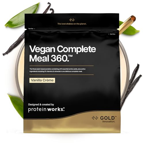 Protein Works | Vegan Complete Meal 360 - Gold, Crema alla Vaniglia, 500g | Shake Sostitutivo Pasti Vegan Premiato, Ingredienti Vegetali Premium, 24 Vitamine et Minerali, 5 Pasti