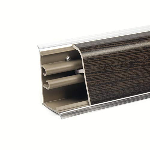 DQ-PP Baguette d'angle de 1,5 m, wengé, 37 x 24 mm, en PVC, avec vis gratuites, pour plan de travail, plinthe de finition de cuisine, plinthe de finition