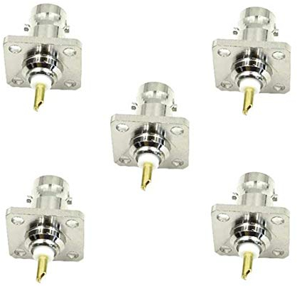 QMseller BNC-Buchse, 4 Löcher, Flansch, Panelmontage, Lötstecker, RF-Koaxial-Adapter, 5 Stück