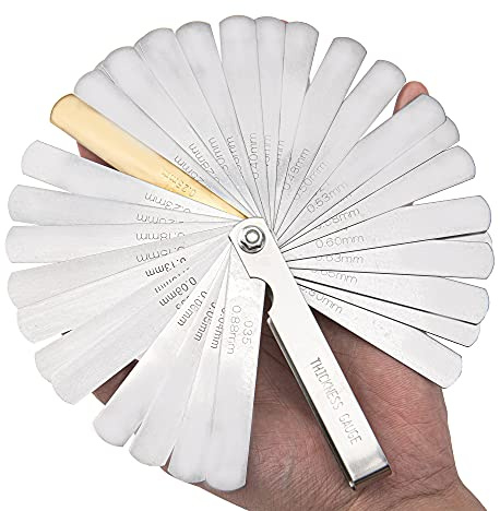 1 spessimetro Yootones in acciaio inox con 32 lame per misurare larghezza e spessore (argento)