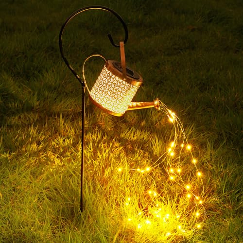 GloBrite Watering Can Garden Lights with 48 LED - Solar Garden Lights Waterfall Ornaments - Retro Outdoor Christmas Decorations & Gardening Gifts - Fairy Lights for All Occasions