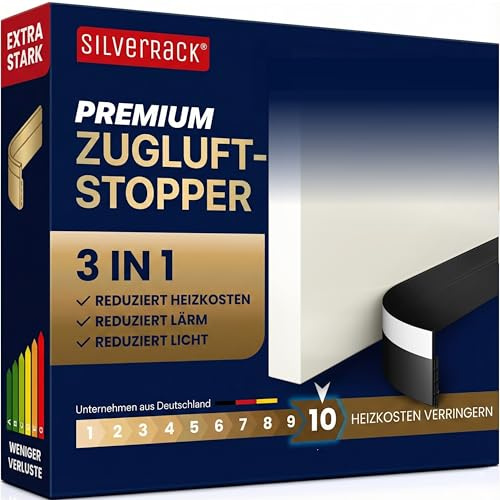 SilverRack Bas de Porte Anti-Courant d'air & Boudin de Porte - 1x 1m Noir - Boudin de Porte Isolant Froid, idéal pour l'isolation Contre Le Bruit & Le Froid - Boudin Porte d'entrée
