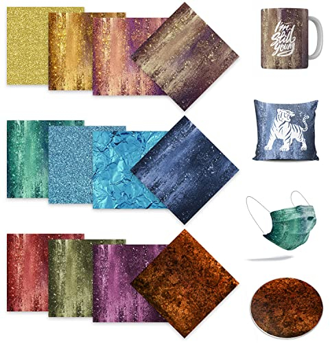 LUCKIGUCK Infusible Transfer Ink Sheets 12 Stück auf T-Shirt und Tasse (30.5 x 30.5 cm)