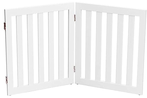COSTWAY Absperrgitter Hunde 60cm Hoch, Schutzgitter Holz, Kindergitter klappbar, Treppengitter Hundeabsperrgitter flexibel Türschutzgitter (2 Paneelen, Weiß)
