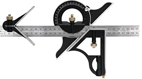 BuyWeek Kombinationswinkel 300mm, Einstellbar Winkelmesser Multifunktionales Anschlagwinkel Kombiwinkel Längenmesswerkzeug für Holzbearbeitung