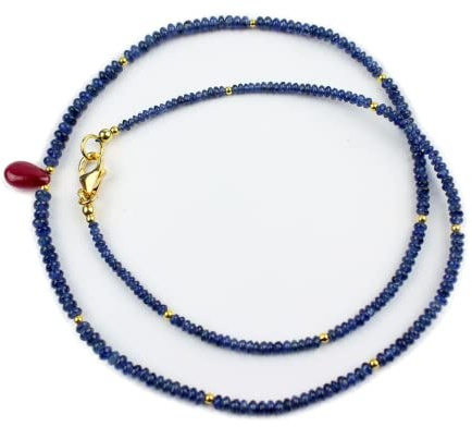 Saphir Kette mit Rubin und Vergoldet 925 Silber