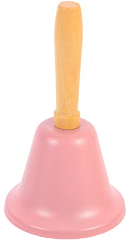 Rosa Klingelnde Handglocke Metallhandglocke mit Holzgriff 12Cm/ 4. 72In Laute Klare Rufglocke Weihnachtsglocke für Weihnachtsdekorationen Hochzeit Abendessen Schule