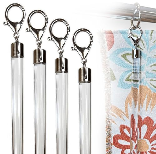 OooWow 24 inch (4 Pack) Steel Cap Round Base Acrylic Curtain Pull Wand - Clear Curtain Wand - Invisible Drapery Wand - Drapery Pull Rod (24 Inch)