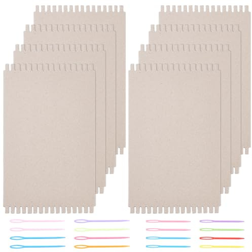FINGERINSPIRE 8PCS Cardboard Weaving Looms & 16PCS Safety Plastic Needles