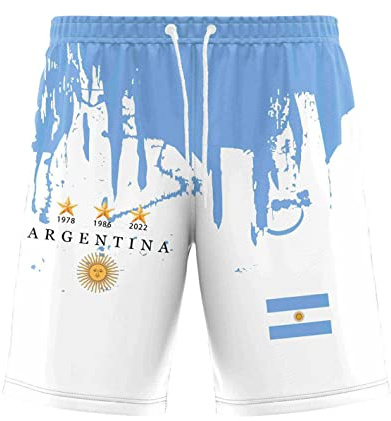 YuanDiann 2022 Coupe du Monde Football Argentine Remporte Commémoratifs T-Shirts 3 étoiles Drapeau Impression Manches Courtes Col Rond Maillot pour Homme et Femme