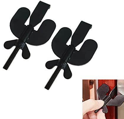 2 Stück Türschloss Portable Door Lock Einsteckschloss 304 Edelstahl Heimsicherheitsschrank Reiseschloss Anti Thief Einfach Panzerriegel Für Travelling Hotels und Wohnung Installieren (Schwarz)