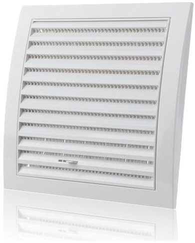 190x190mm Rejilla de Ventilación Regulable de Plástico ABS Blanco con Mosquitera - Rejillas de Ventilación Rectangulares