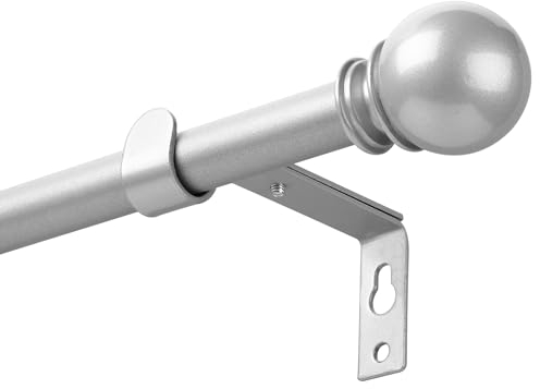 Asta per Tenda da Finestra in Metallo 16mm, Bastone Tenda con Estremità Rotonda per Camera da Letto, Soggiorno, Argento, 67-227cm