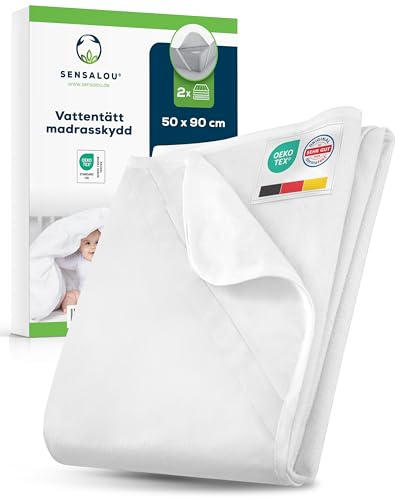 Sensalou Matratzenschoner wasserdicht 50 x 90 cm 2er Set – Matratzenschutz für Baby Beistellbett und Kinderbett klein– wasserdichte Nässeschutz Unterlage, Oeko-TEX Zertifiziert, waschbar