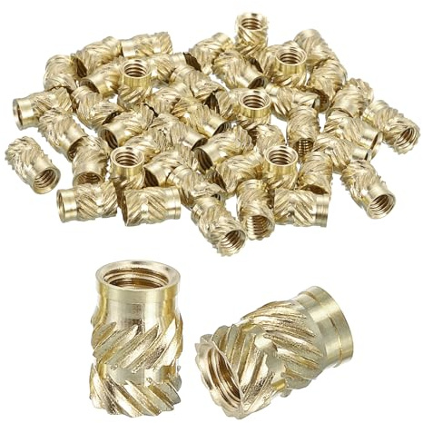 QUARKZMAN Tuercas de Inserción Estriadas, 50 Piezas M4x8mm Lx5.5mm OD Tuercas de Latón para Impresión 3D Tuercas de Inserción Roscadas Tuercas de Inserción de Latón