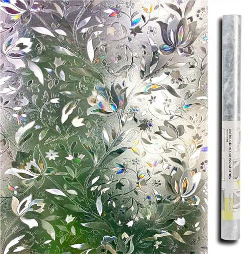 LEMON CLOUD Fensterfolie Blickdicht Selbsthaftende, Regenbogen Statisch No-Glue Sichtschutzfolie, Anti-UV Sonnenschutzfolie für Wohnzimmer, Bunt Tulpe - 60x120cm | Regenbogen Statisch No-Glue Sichtschutzfolie, Anti-UV Sonnenschutzfolie für Wohnzimmer Schlafzimmer Küche