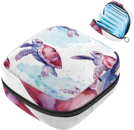 YTYVAGT Perioden-Tasche, Aufbewahrungstasche für Damenbinden, Aquarell, Meeresschildkröte, Ozean, Tampon-Tasche für Geldbörse