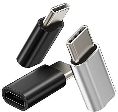 Adaptador USB C macho a micro USB hembra (paquete de 3) puerto de carga Android para Apple iPhone 15 Pro Max Plus para iPad Pro Air Mini tipo conector de cable de carga compatible con Samsung Galaxy