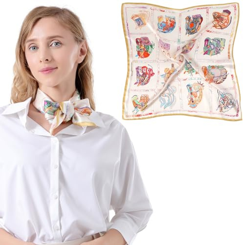 Bezioner Seidentuch 100% Maulbeerseide Schal Damen Seidentuch Haare 68x68cm Bandana Halstuch Quadratisch Kopftuch Mädchen