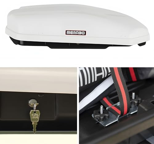 Coffre de toit VDP Satellite 330 - Coffre de toit pour voiture 330 l - Coffre de toit blanc - Toit de voiture avec verrouillage centralisé universel pour voitures, camionnettes ou SUV