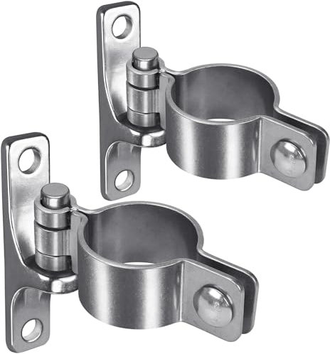 Insaga 304 Stainless Steel Gate Hinges 2Pack, Heavy Duty 1-5/8 Pipe Hinge with 5/8 Pin, Wall Mount Anti-Rust Chain Link Fence Hinge for Barn, Farm, Sports Field