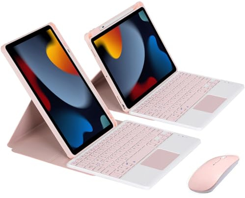 ZKAIAI Funda con Teclado para iPad Air 5ª y 4ª Gen 10,9Pulgadas 2022/2020, Formato Vertical y Horizontal, QWERTY Español Ñ Bluetooth Desmontable Teclado con Ratón y Estuche Portátil Delgado, Rosa