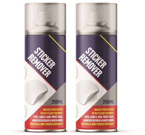 Sticker Remover Spray 250ml | Sticky Stuff - Quickly Penetrates To Help Easily Remove-Tape,Labels,Gum,Price Tag,Adhesive Residue& Much More -Use On All Non-Porous Surfaces - 2pk