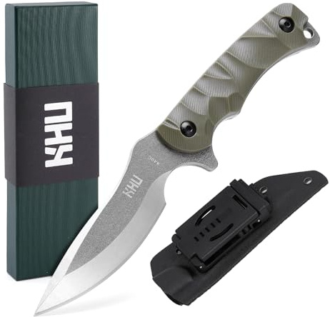 KHU Outdoor Messer Feststehende Klinge Survival Messer Jagdmesser Bushcraft Camping Messer - 440C Stahl, Nylon-Kunststoff Griff - Outdoor Jagd Camping Wandern - Mit Kydex Scheide - 28A