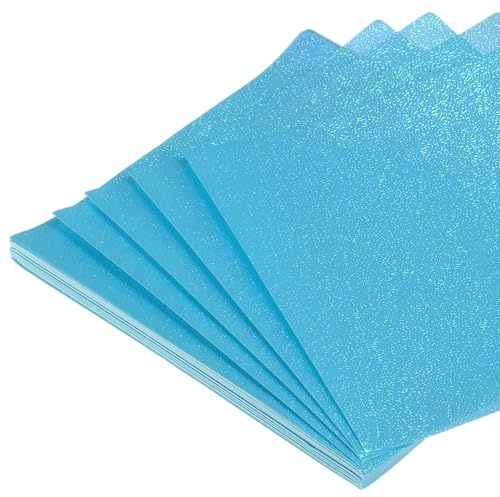 QUARKZMAN 50 Blatt Glitzer Origami Papier 10x10cm Glänzendes Funkelndes Quadratisches Falt Papier 10x10cm Schillerndes Papier für DIY Kunst, Handwerk Dekor, Blau