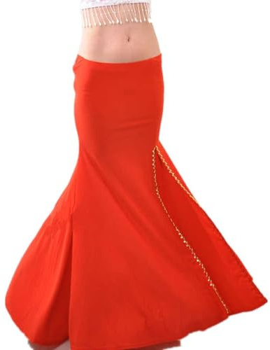 Baisdan Jupe de Danse du Ventre pour Femmes Jupe Maxi Sexy à Fente Queue de Poisson pour Spectacles de Danse, Fête d'Halloween, Cosplay de Sirène, Rouge