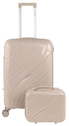 ITACA - Maleta Mediana con 4 Ruedas Giratorias para Viajes Largos Tipo Trolley. Candado de Combinación Ideal como Maletas de Viaje Grandes 23 Kilos y Maleta Viaje Mediana Resistentes Con Necese, Taupe