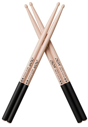 Lot de 2 paires de baguettes de batterie en érable dur avec poignée antidérapante, pour batterie électronique, pour étudiants et débutants (érable dur 7A)